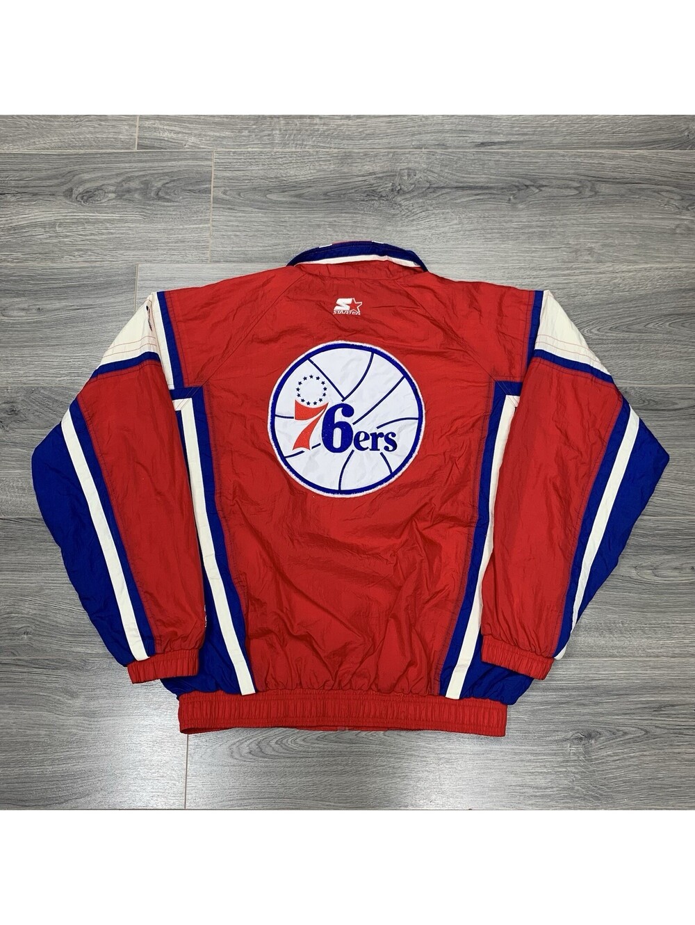 Vintage 1990S Starter Philadelphia 76Ers Windbreaker Jacket Large Men’s Red NBA